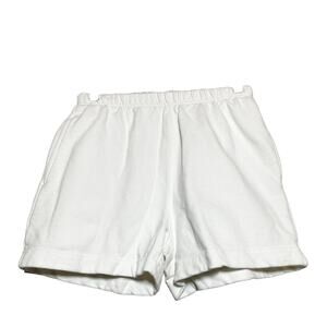 VTG esprit 90s Shorts 100% Cotton Elastic Waist Thick Trim Pleated White S
